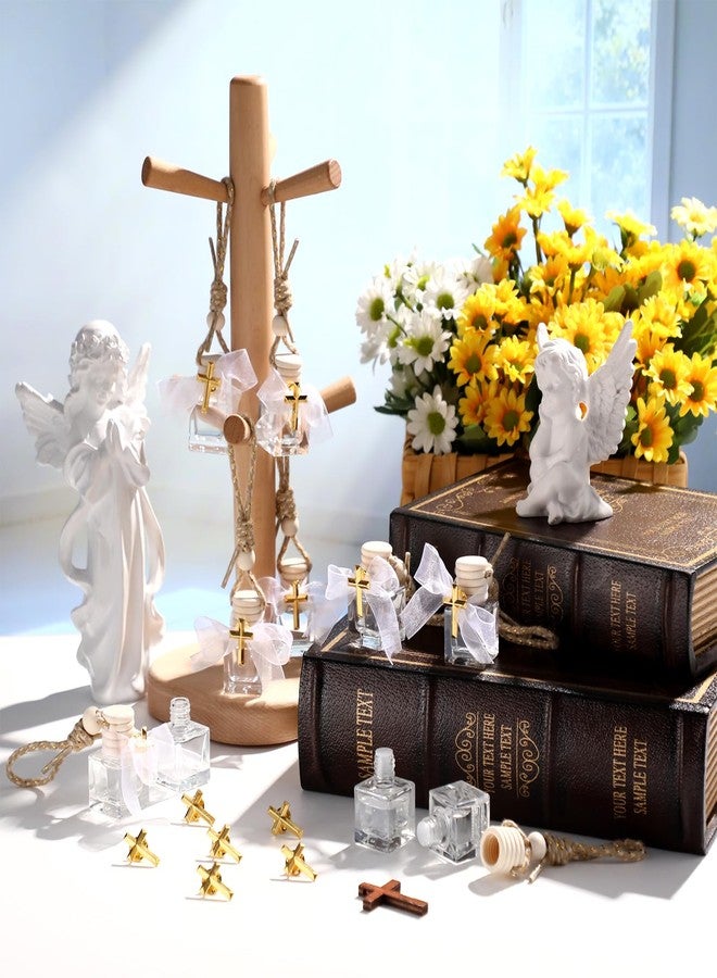 Afarnook 30 Set Baptism Favors Holy Water Bottles 8ml Mini Catholic Christian Holy Water Container with Cross Pin and Ribbon for Church Catholic Baptism Communion Gift(White,Square) - Image 5